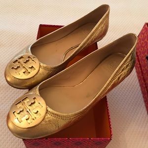 Tory Burch gold on gold flats